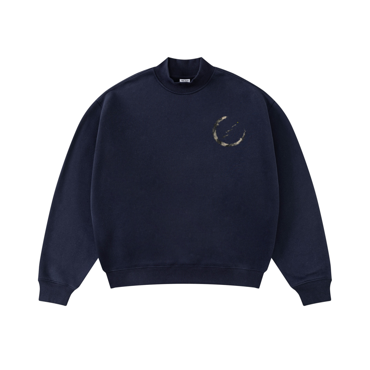 345GSM Men's Relaxed-Fit Fleece-Lined Mock-Neck Sweatshirt Midnight Blue