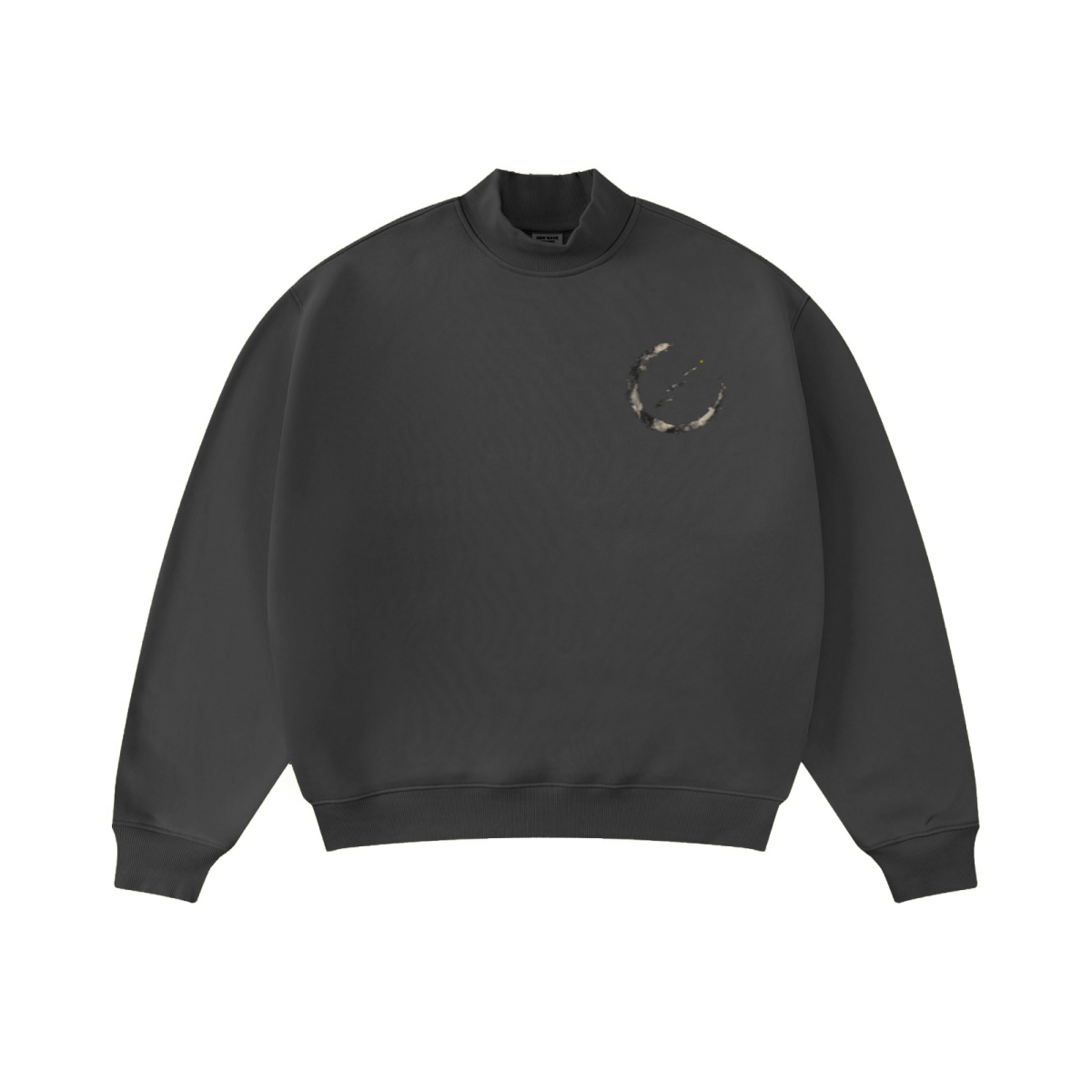 345GSM Men's Relaxed-Fit Fleece-Lined Mock-Neck Sweatshirt Dark Grey