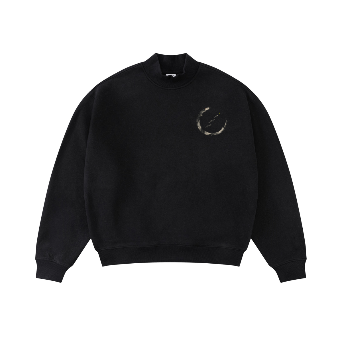 345GSM Men's Relaxed-Fit Fleece-Lined Mock-Neck Sweatshirt Black