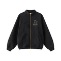 420GSM Unisex Composite-Fleece Stand-Collar Zip-Up Sweatshirt Black