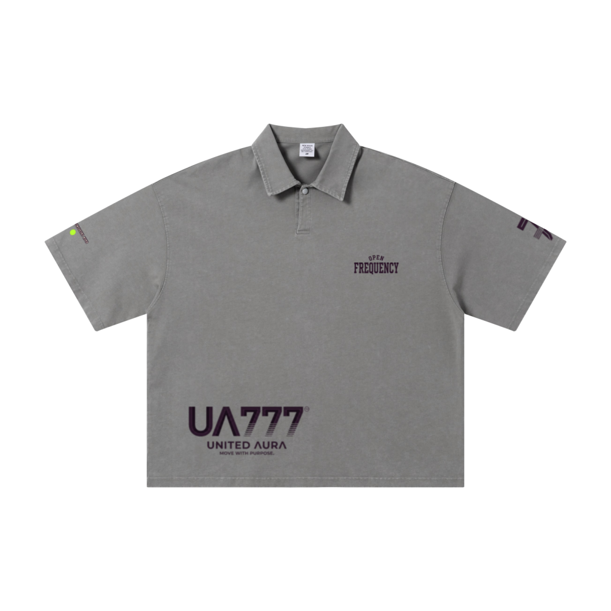 280GSM Heavyweight Double Yarn Snow Wash Boxy Fit Polo T-Shirt Vintage Heather Gray