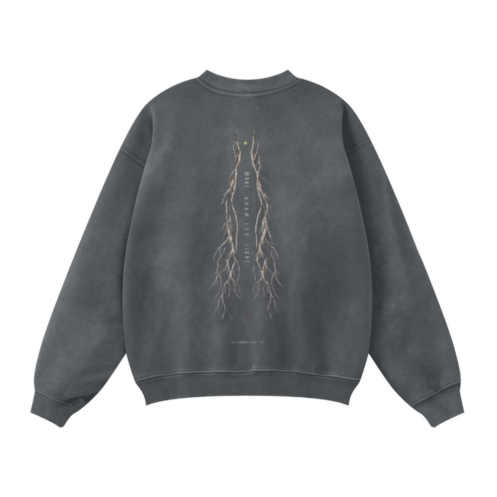 370GSM Unisex Fall&Winter Monkey-Wash PP Spray Crew Neck Sweatshirt Dark Grey