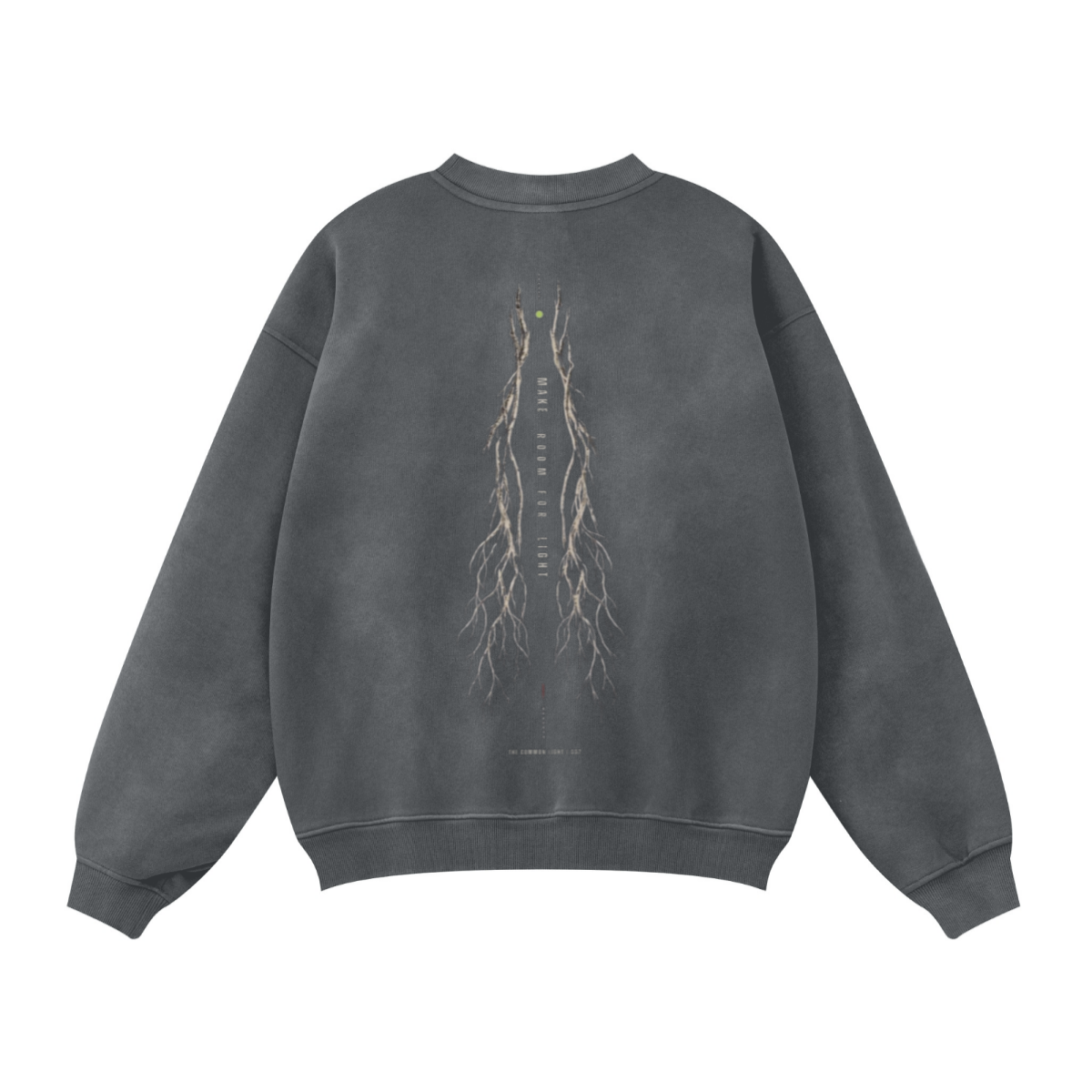 370GSM Unisex Fall&Winter Monkey-Wash PP Spray Crew Neck Sweatshirt Dark Grey
