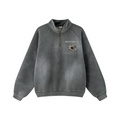 360GSM Unisex Monkey Wash Fall&Winter PP-Sprayed  Half-Zip Stand Collar Sweatshirt Dark Grey