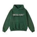 400GSM Unisex Heavyweight Distressed Snow-Wash Hoodie Moss Green