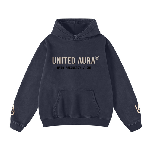 400GSM Unisex Heavyweight Distressed Snow-Wash Hoodie Royal Blue