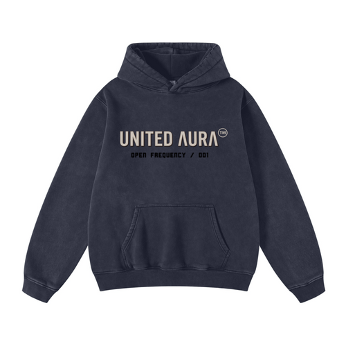 400GSM Unisex Heavyweight Distressed Snow-Wash Hoodie Royal Blue