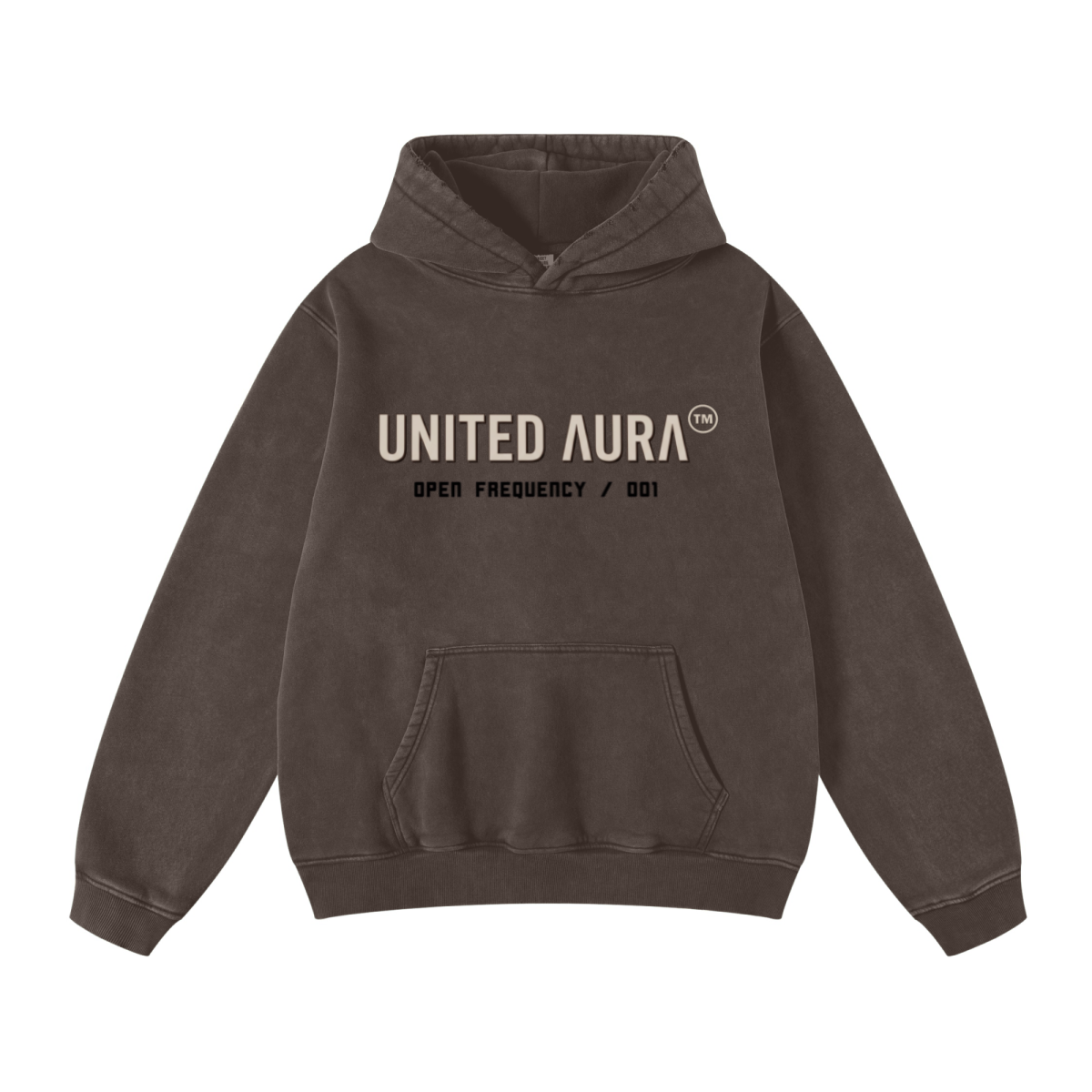 400GSM Unisex Heavyweight Distressed Snow-Wash Hoodie Brown