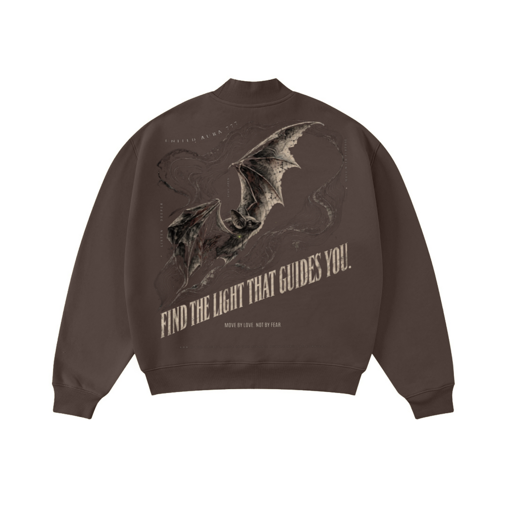 345GSM Men's Relaxed-Fit Fleece-Lined Mock-Neck Sweatshirt Brown