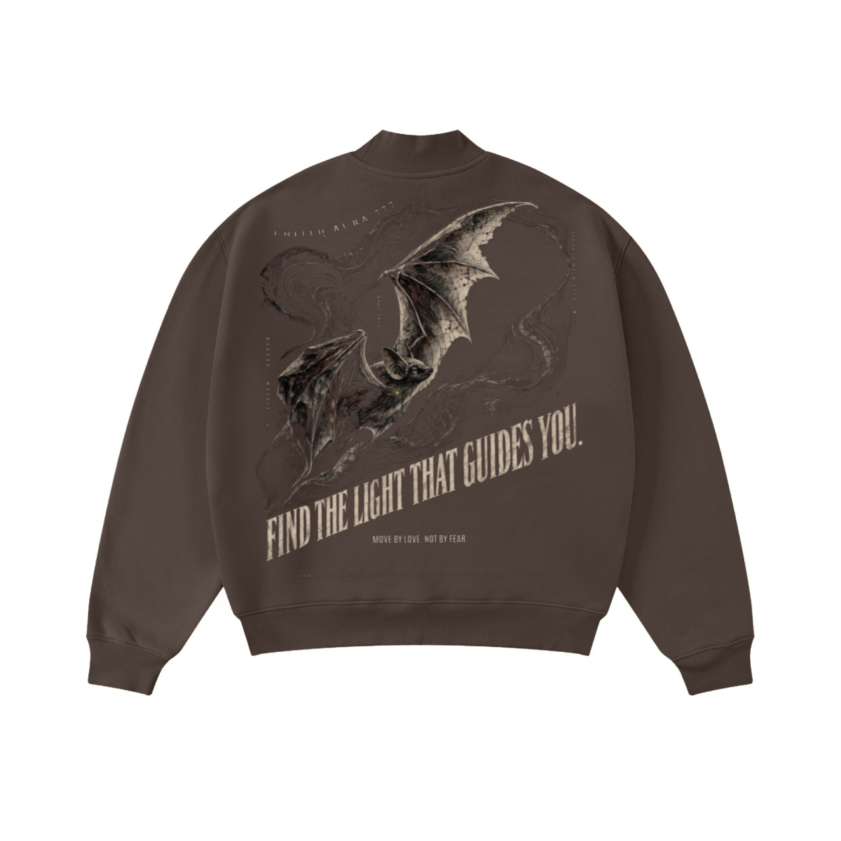 345GSM Men's Relaxed-Fit Fleece-Lined Mock-Neck Sweatshirt Brown