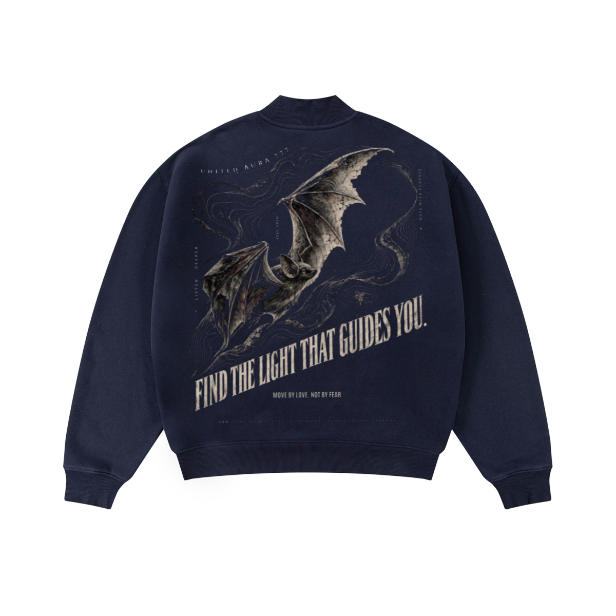 345GSM Men's Relaxed-Fit Fleece-Lined Mock-Neck Sweatshirt Midnight Blue