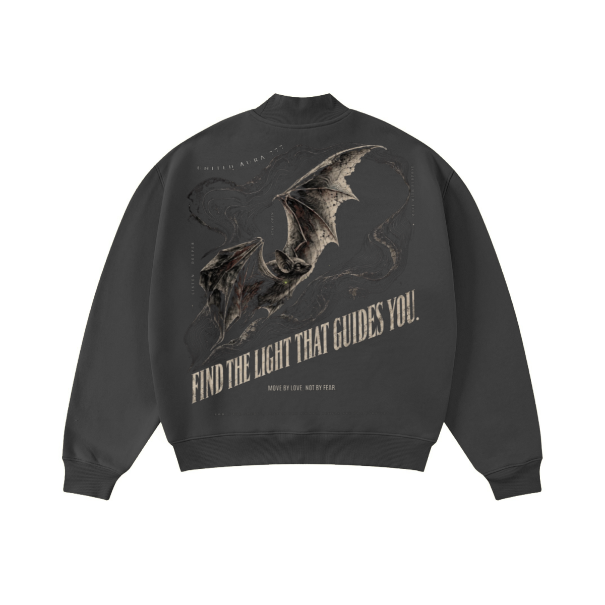 345GSM Men's Relaxed-Fit Fleece-Lined Mock-Neck Sweatshirt Dark Grey