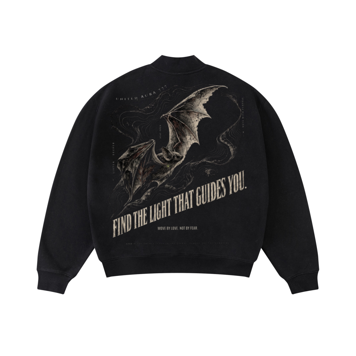 345GSM Men's Relaxed-Fit Fleece-Lined Mock-Neck Sweatshirt Black