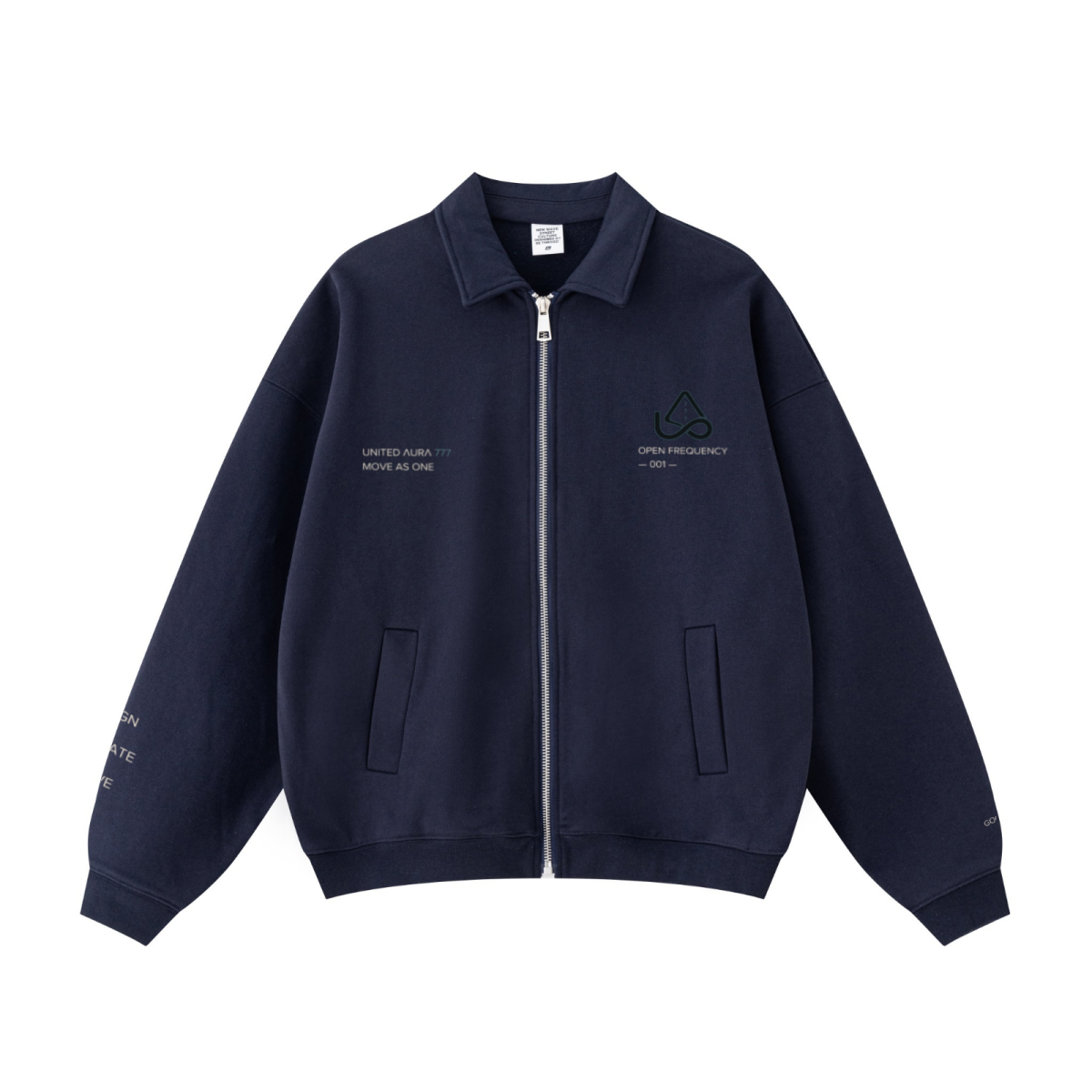 445GSM Unisex Heavyweight Zip-Up Collared Sweatshirt Navy Blue