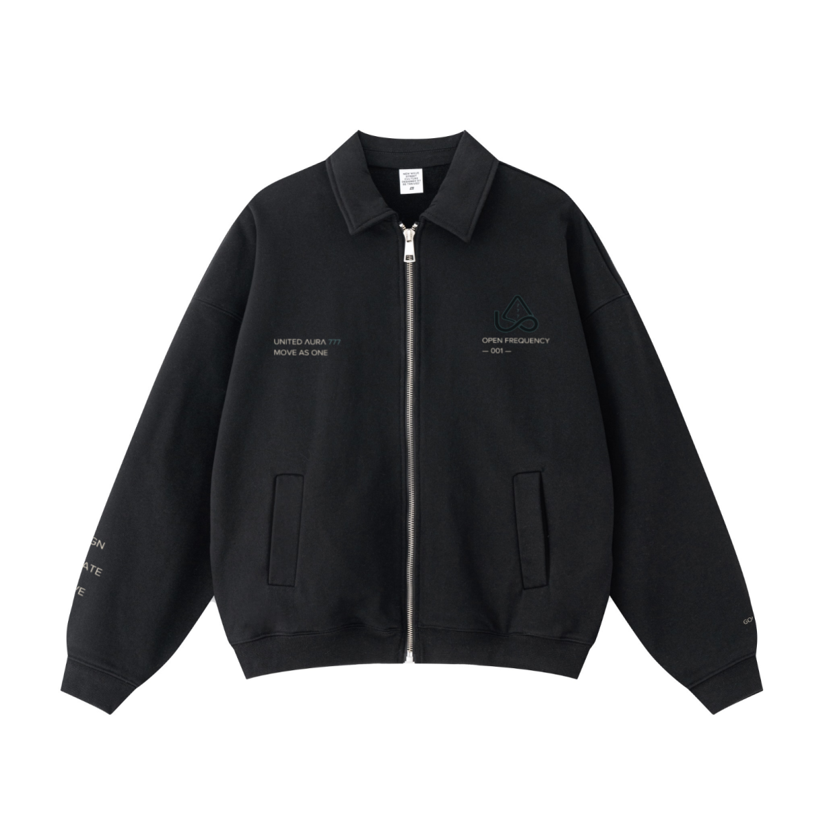 445GSM Unisex Heavyweight Zip-Up Collared Sweatshirt Black