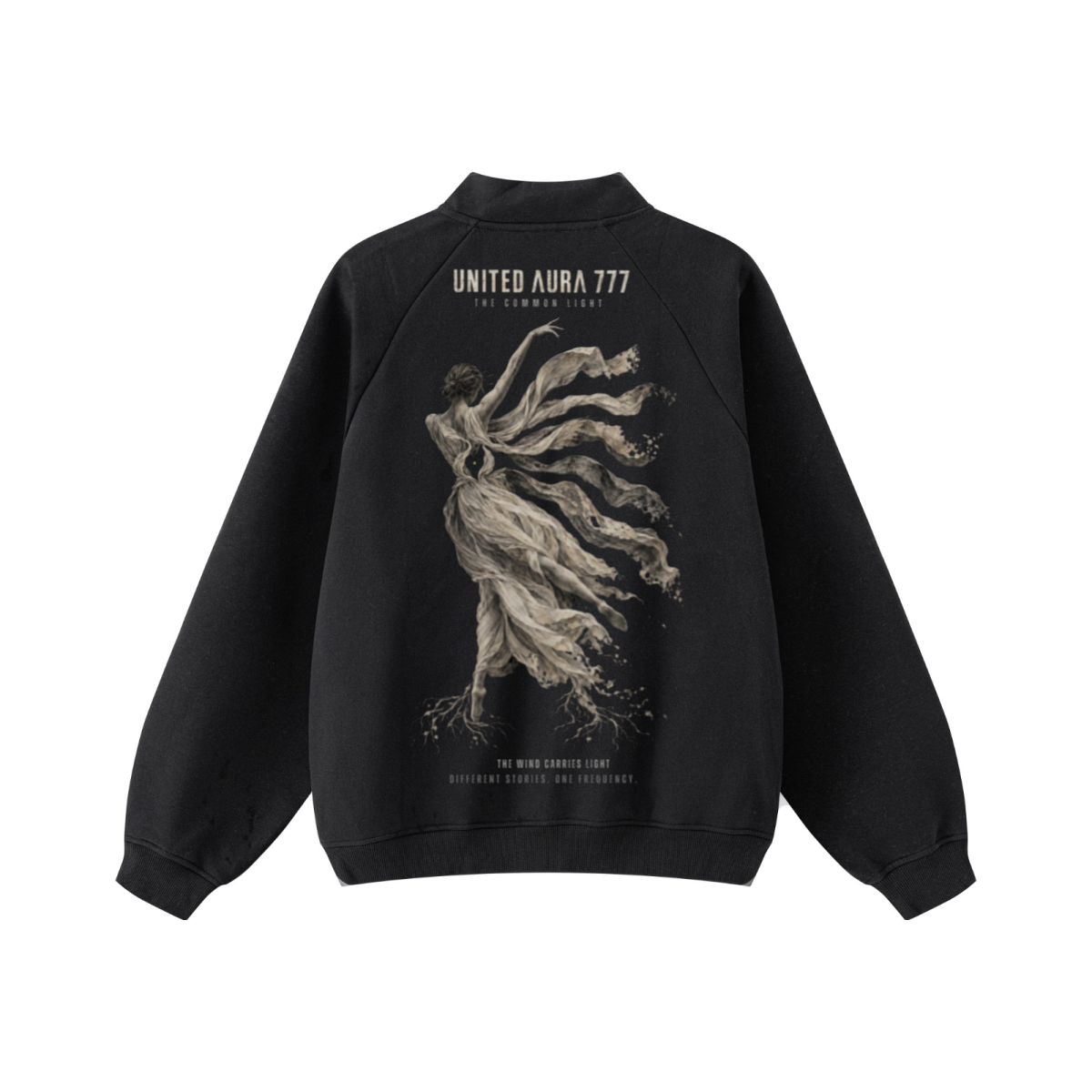420GSM Unisex Composite-Fleece Stand-Collar Zip-Up Sweatshirt Black