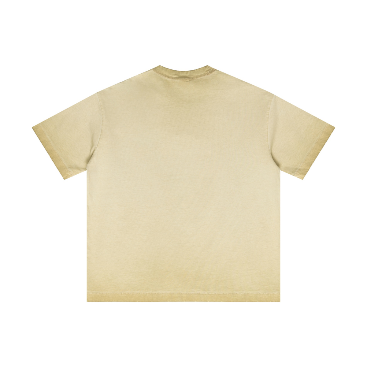 275GSM Unisex Raw-Edge Reverse-Wash Fried-Color T-shirt Washed Khaki