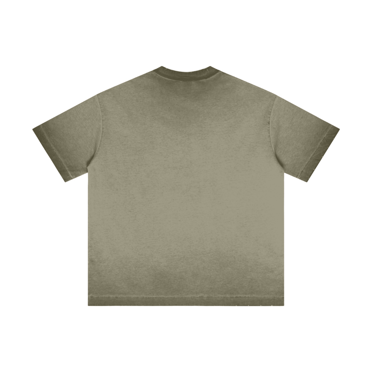 275GSM Unisex Raw-Edge Reverse-Wash Fried-Color T-shirt Washed Military Green