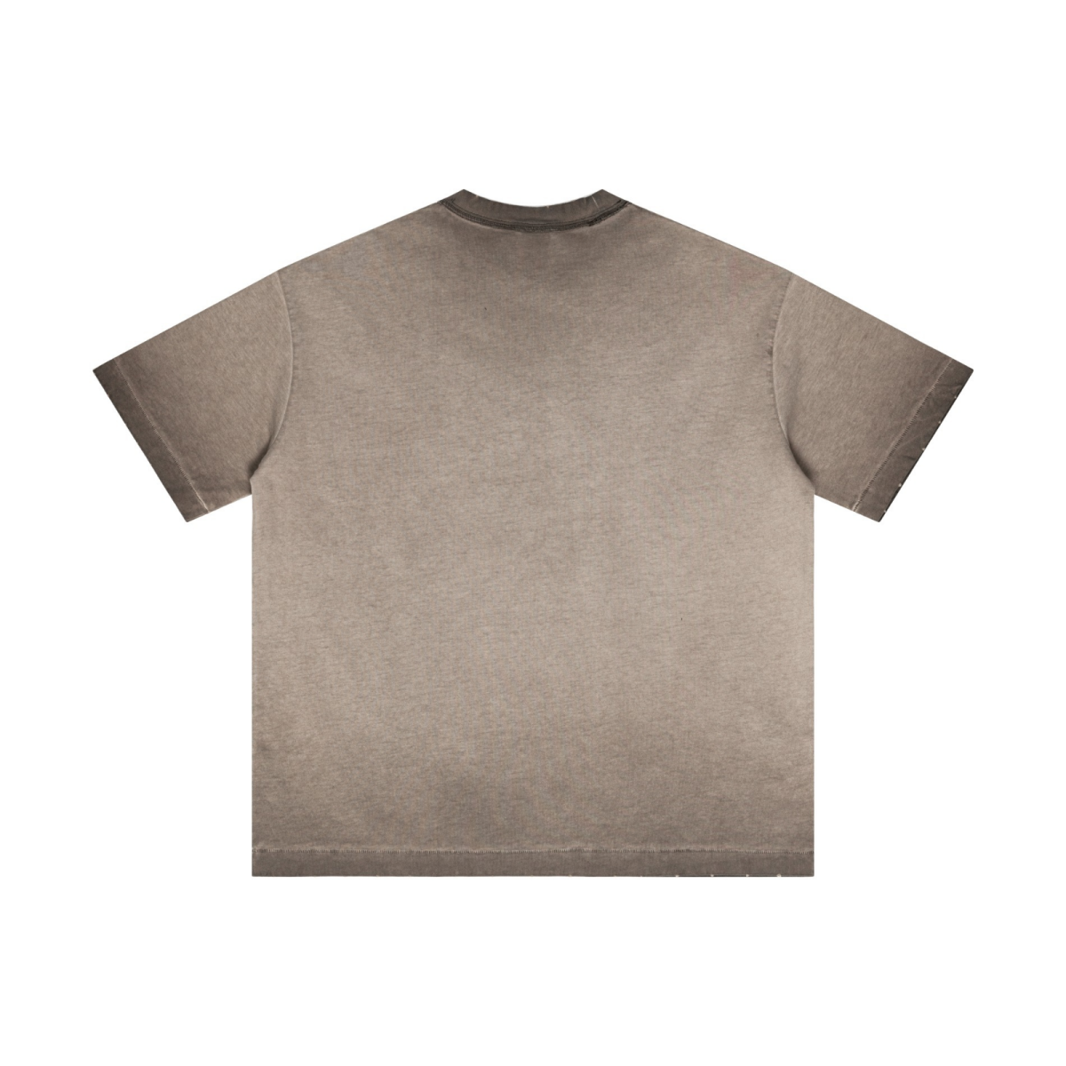 275GSM Unisex Raw-Edge Reverse-Wash Fried-Color T-shirt Washed Coffee