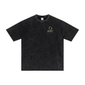 275GSM Women's Double-Yarn Raw-Edge Pigment-Wash T-Shirt Snow Wash