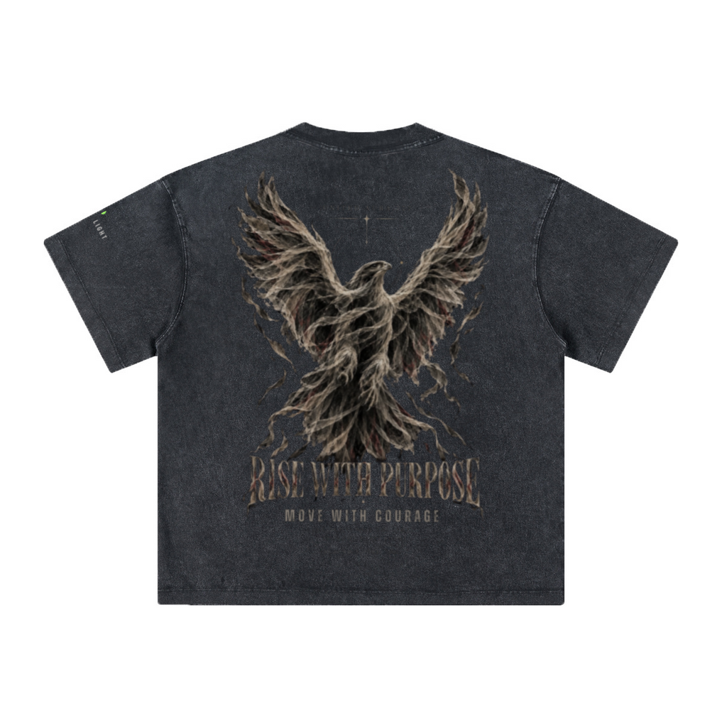 260GSM Unisex Heavyweight Re-Washed Distressed Crew Neck T-shirt Snowflake