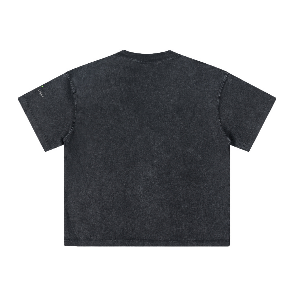 260GSM Unisex Heavyweight Re-Washed Distressed Crew Neck T-shirt Snowflake