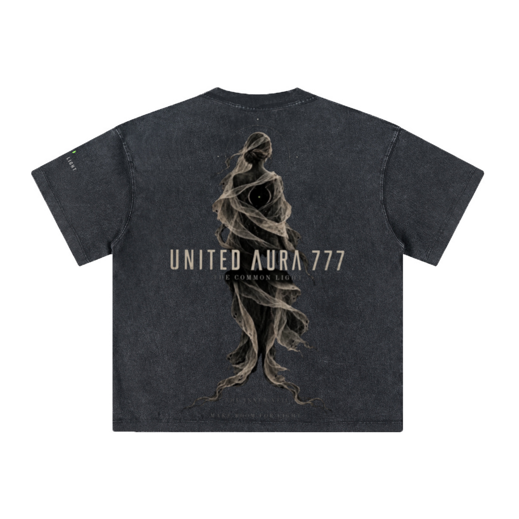 260GSM Unisex Heavyweight Re-Washed Distressed Crew Neck T-shirt Snowflake