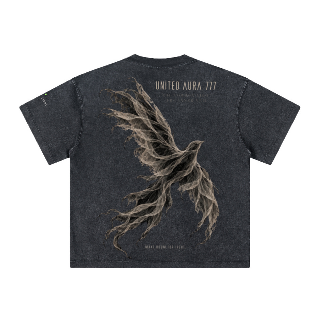 260GSM Unisex Heavyweight Re-Washed Distressed Crew Neck T-shirt Snowflake