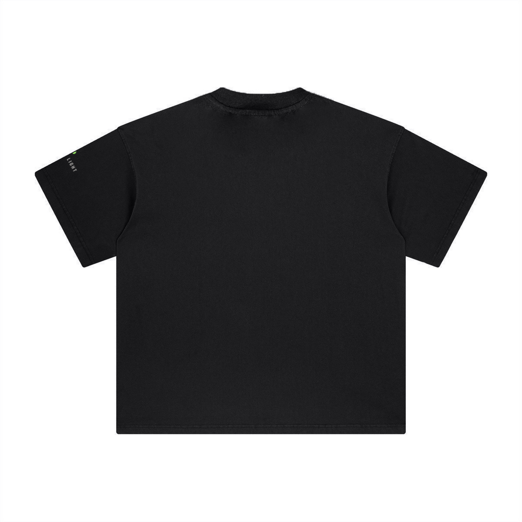 260GSM Unisex Heavyweight Re-Washed Distressed Crew Neck T-shirt Black