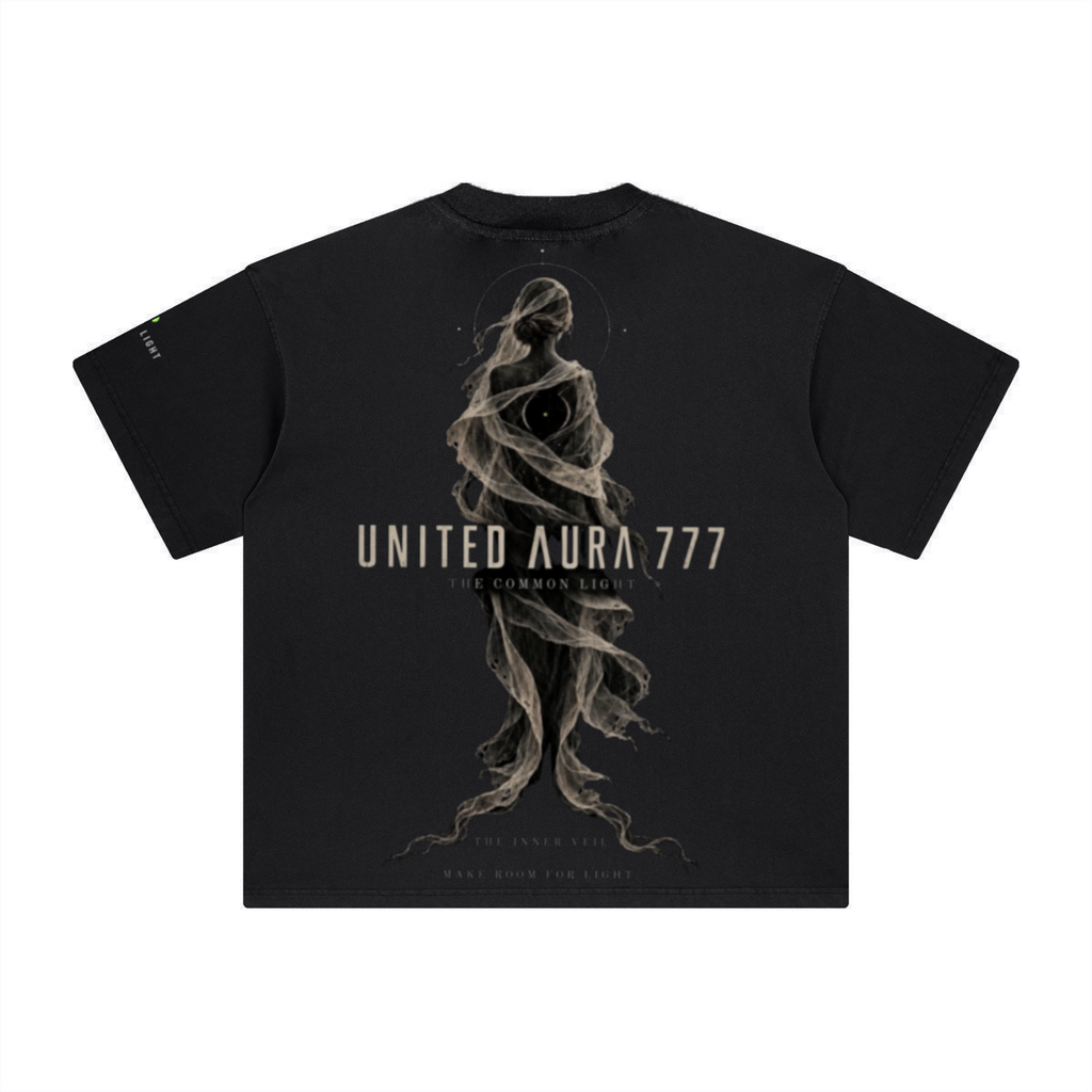 260GSM Unisex Heavyweight Re-Washed Distressed Crew Neck T-shirt Black