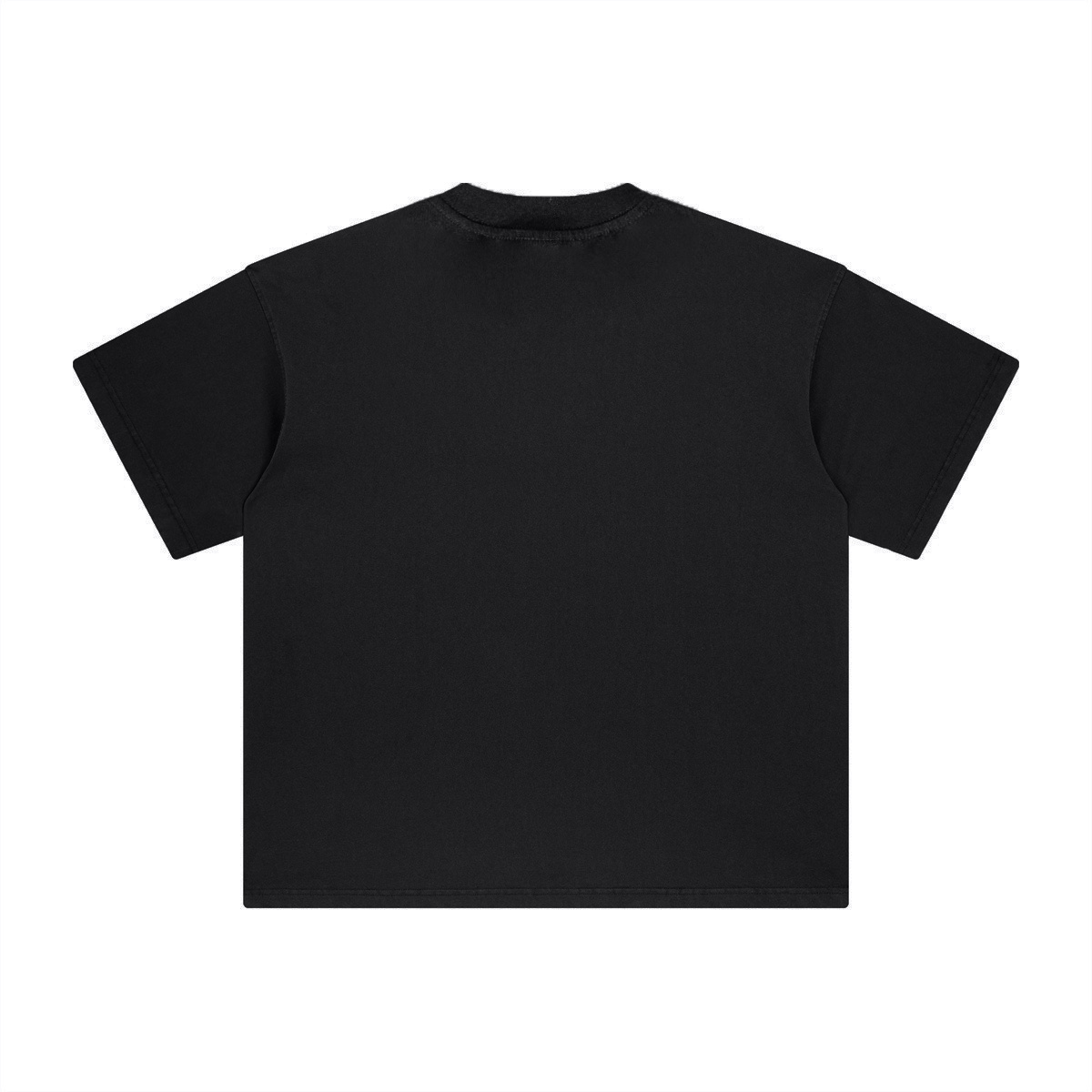 260GSM Unisex Heavyweight Re-Washed Distressed Crew Neck T-shirt Black