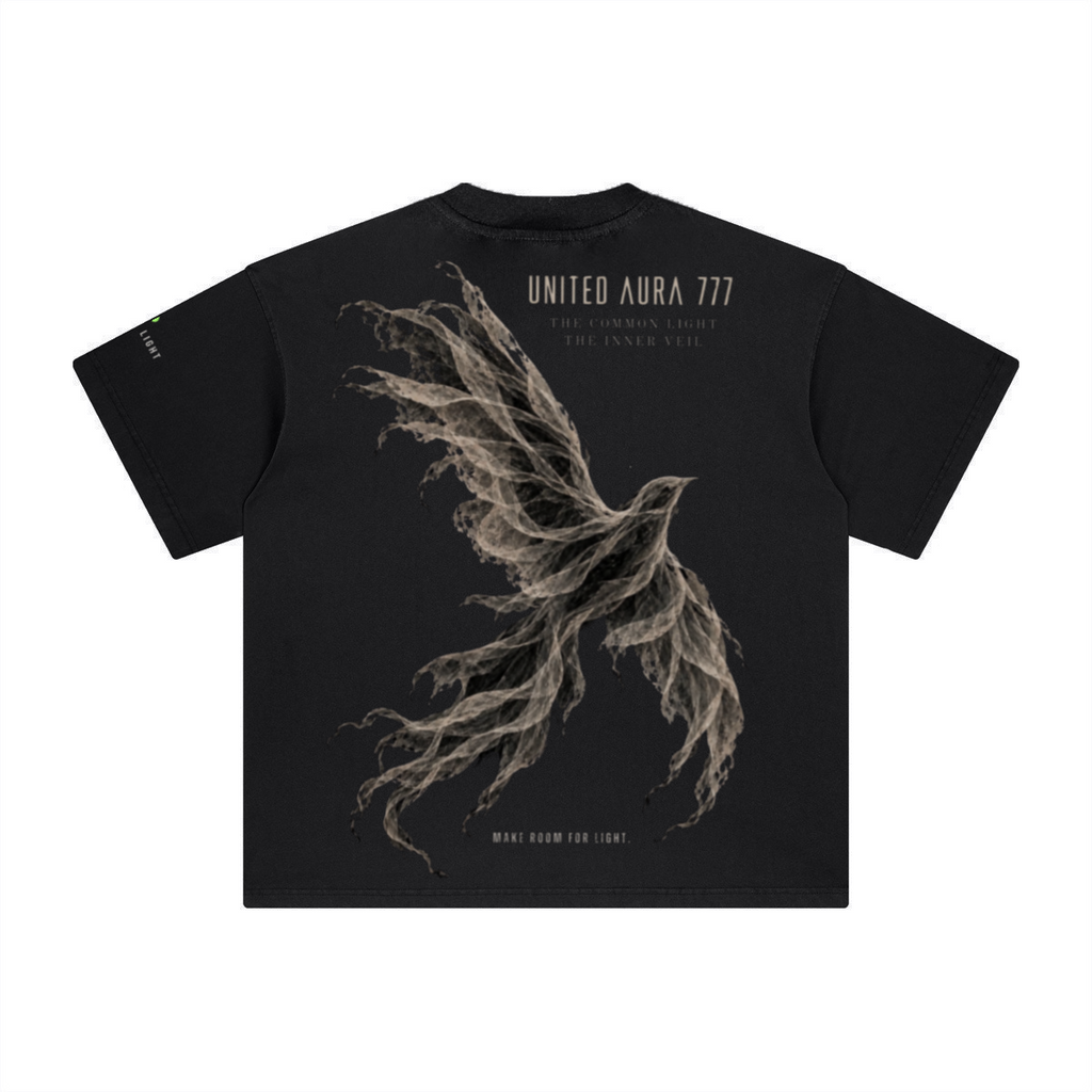 260GSM Unisex Heavyweight Re-Washed Distressed Crew Neck T-shirt Black