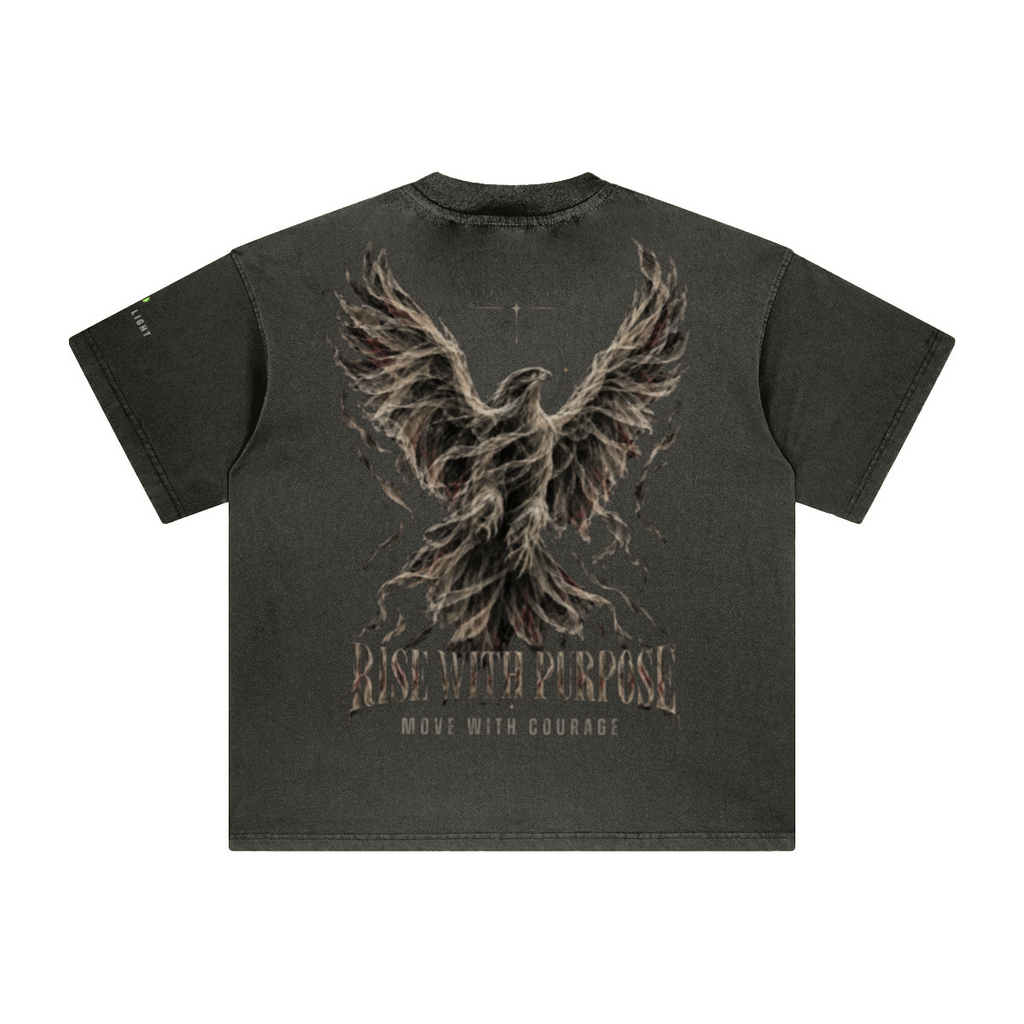 260GSM Unisex Heavyweight Re-Washed Distressed Crew Neck T-shirt Dark gray
