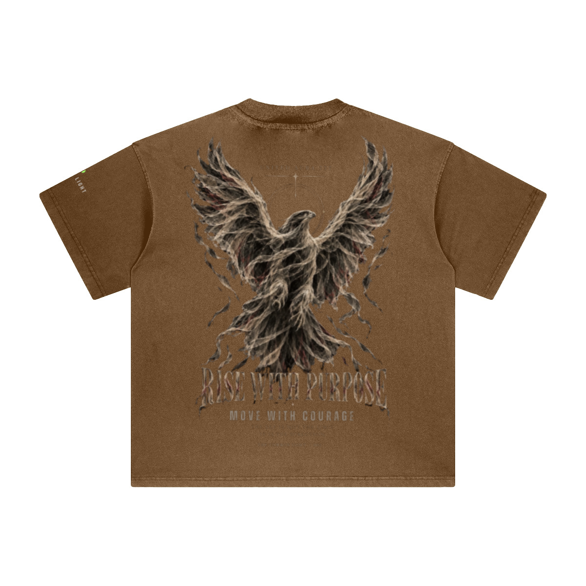 260GSM Unisex Heavyweight Re-Washed Distressed Crew Neck T-shirt Coffee Brown