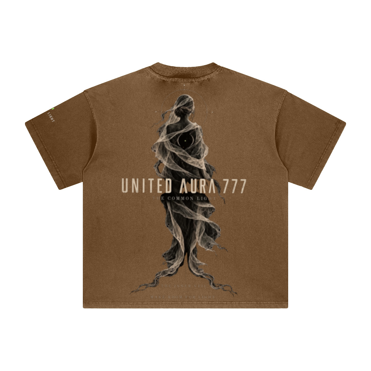260GSM Unisex Heavyweight Re-Washed Distressed Crew Neck T-shirt Coffee Brown