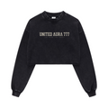 380GSM Women's Heavyweight Pigment-Wash Raw-Hem Cropped Long-Sleeve T-Shirt Snow wash