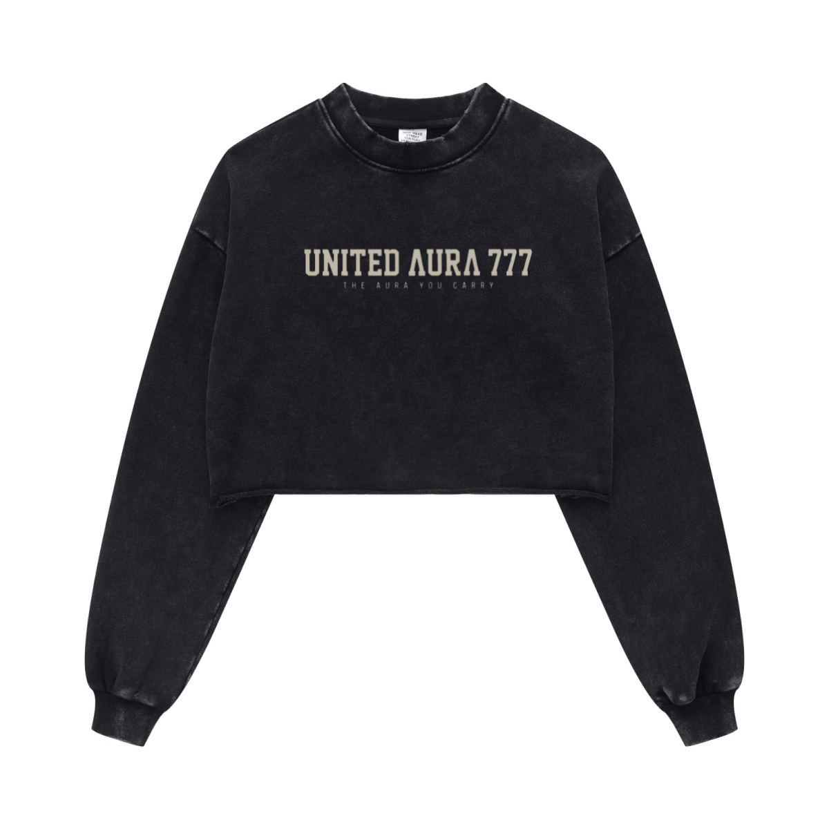 380GSM Women's Heavyweight Pigment-Wash Raw-Hem Cropped Long-Sleeve T-Shirt Snow wash