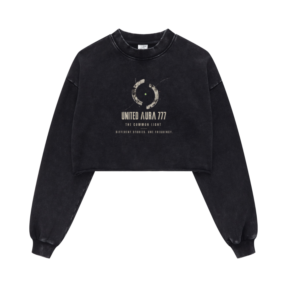 380GSM Women's Heavyweight Pigment-Wash Raw-Hem Cropped Long-Sleeve T-Shirt Snow wash