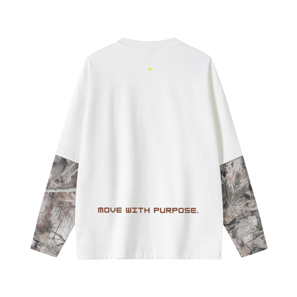 340GSM Men’s Heat Transfer Desert Camouflage Layered Look Long-Sleeve Branch Camouflage