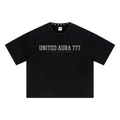 310GSM Men’s Boxy-Fit Distressed Fried-Color Snow-Wash Studded Loose T-shirt Vintage black