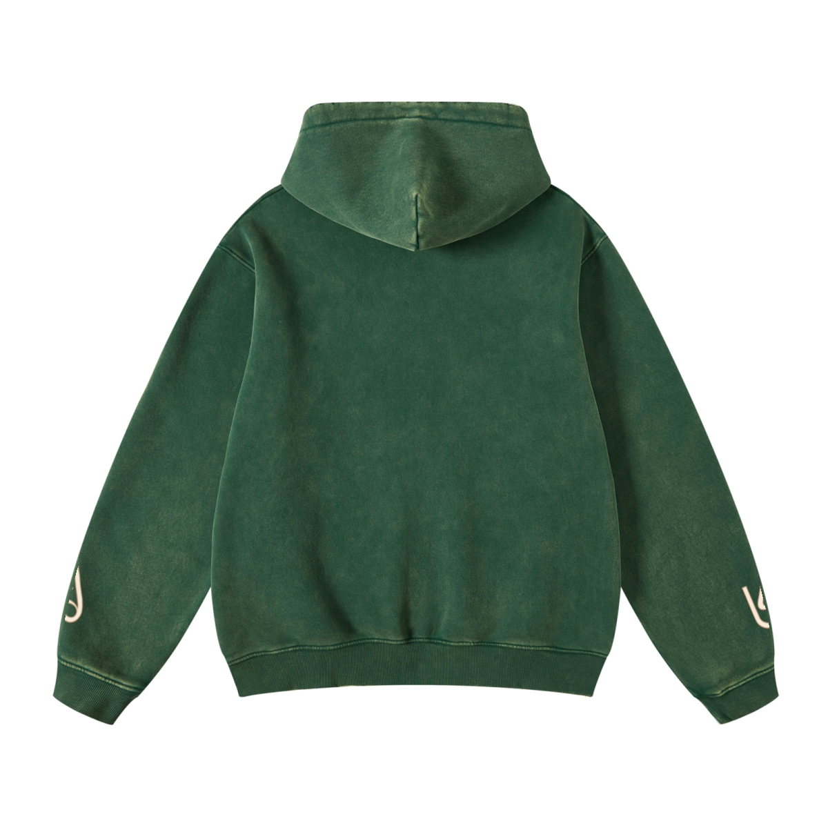 400GSM Unisex Heavyweight Distressed Snow-Wash Hoodie Moss Green