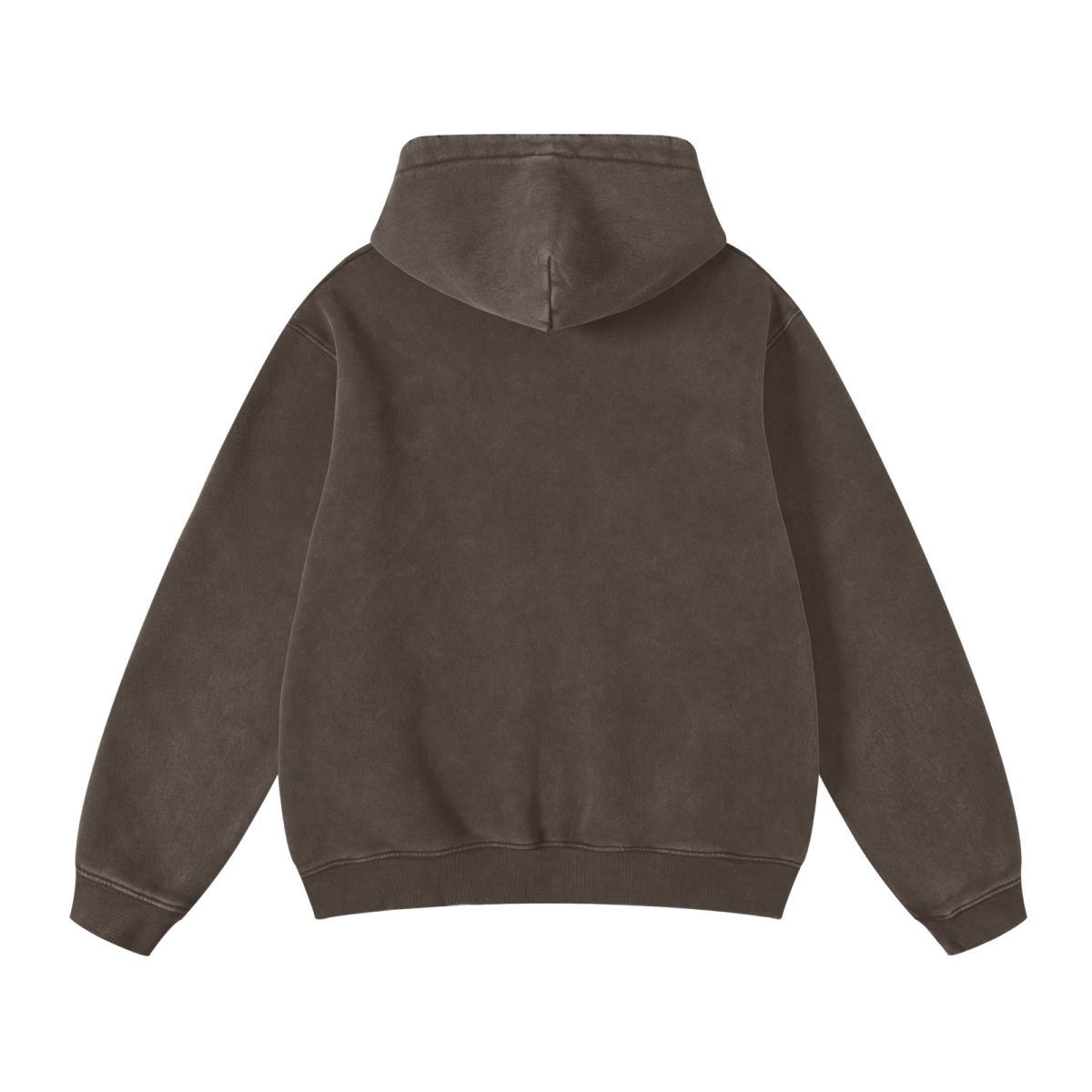 400GSM Unisex Heavyweight Distressed Snow-Wash Hoodie Brown