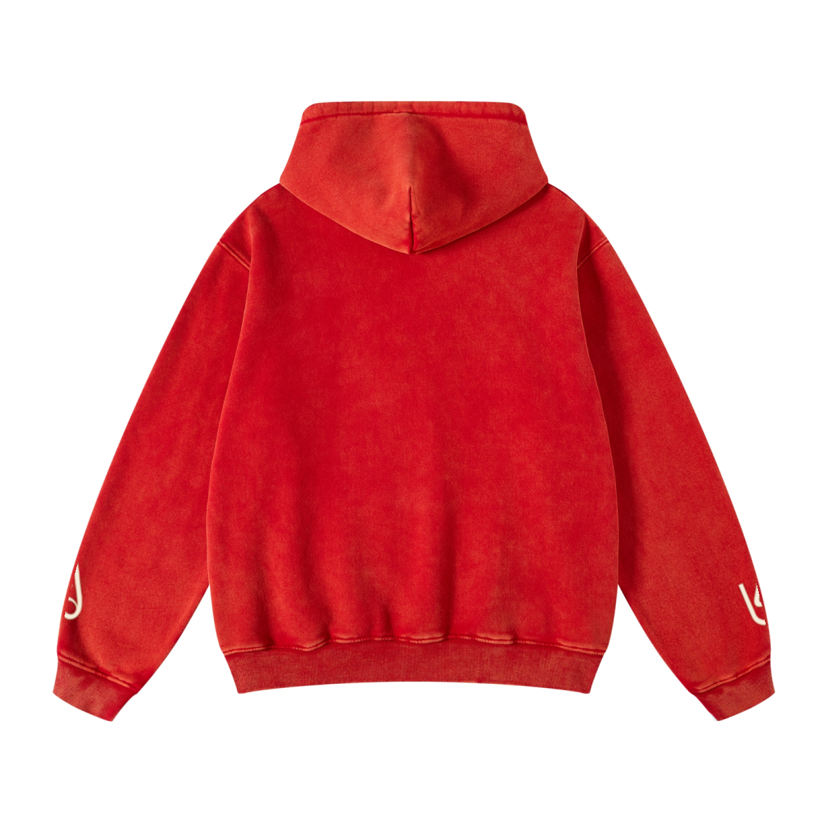 400GSM Unisex Heavyweight Distressed Snow-Wash Hoodie Red