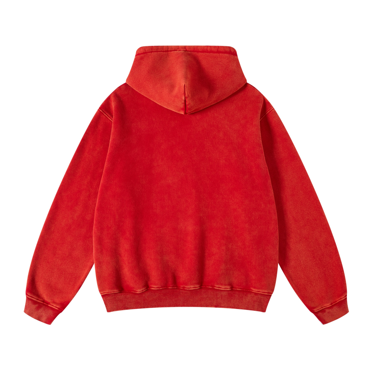 400GSM Unisex Heavyweight Distressed Snow-Wash Hoodie Red