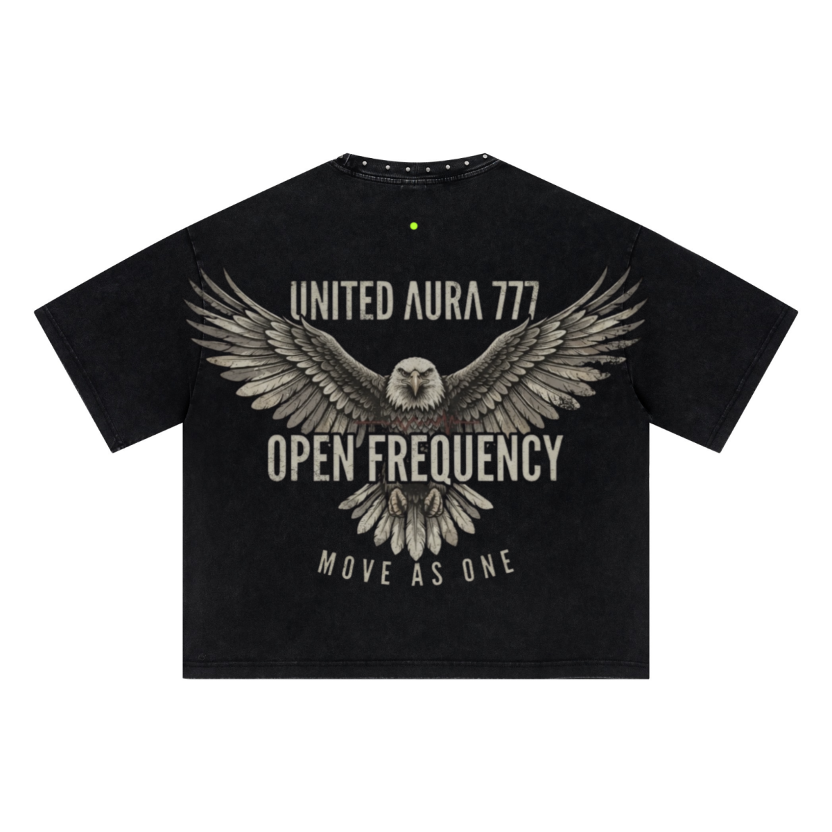 310GSM Men’s Boxy-Fit Distressed Fried-Color Snow-Wash Studded Loose T-shirt Vintage black