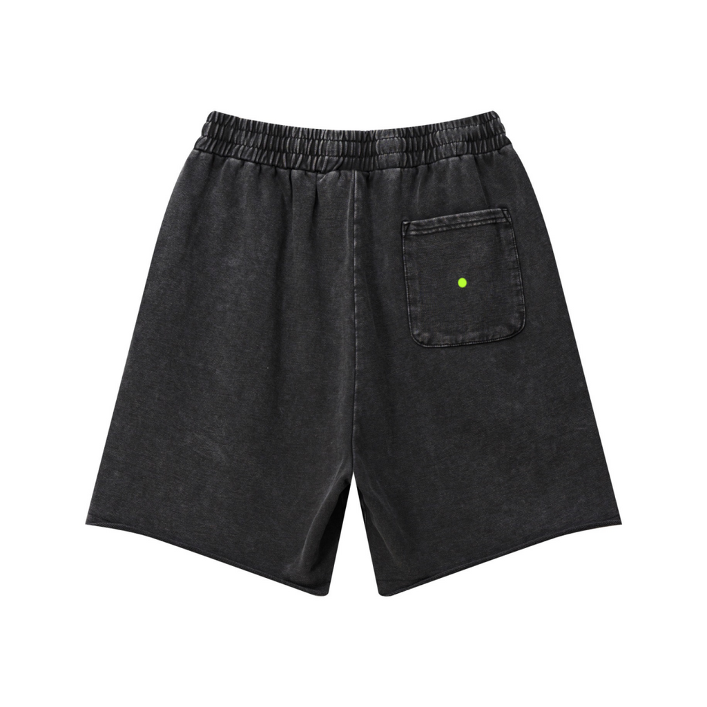 330GSM Unisex Raw-Edge Snow-Wash French Terry Shorts Vintage Black
