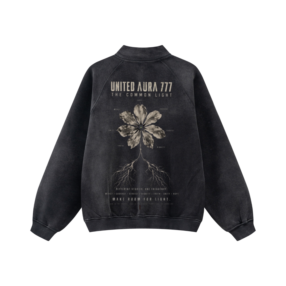 360GSM Unisex Monkey Wash Fall&Winter PP-Sprayed  Half-Zip Stand Collar Sweatshirt Black