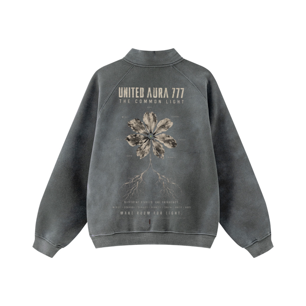 360GSM Unisex Monkey Wash Fall&Winter PP-Sprayed  Half-Zip Stand Collar Sweatshirt Dark Grey