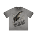 275GSM Unisex Raw-Edge Reverse-Wash Fried-Color T-shirt Washed Dark Grey