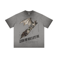 275GSM Unisex Raw-Edge Reverse-Wash Fried-Color T-shirt Washed Dark Grey
